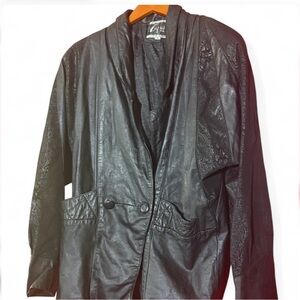 Vintage 90s Black Genuine Leather Blazer Jacket | Global Identity G-III | M